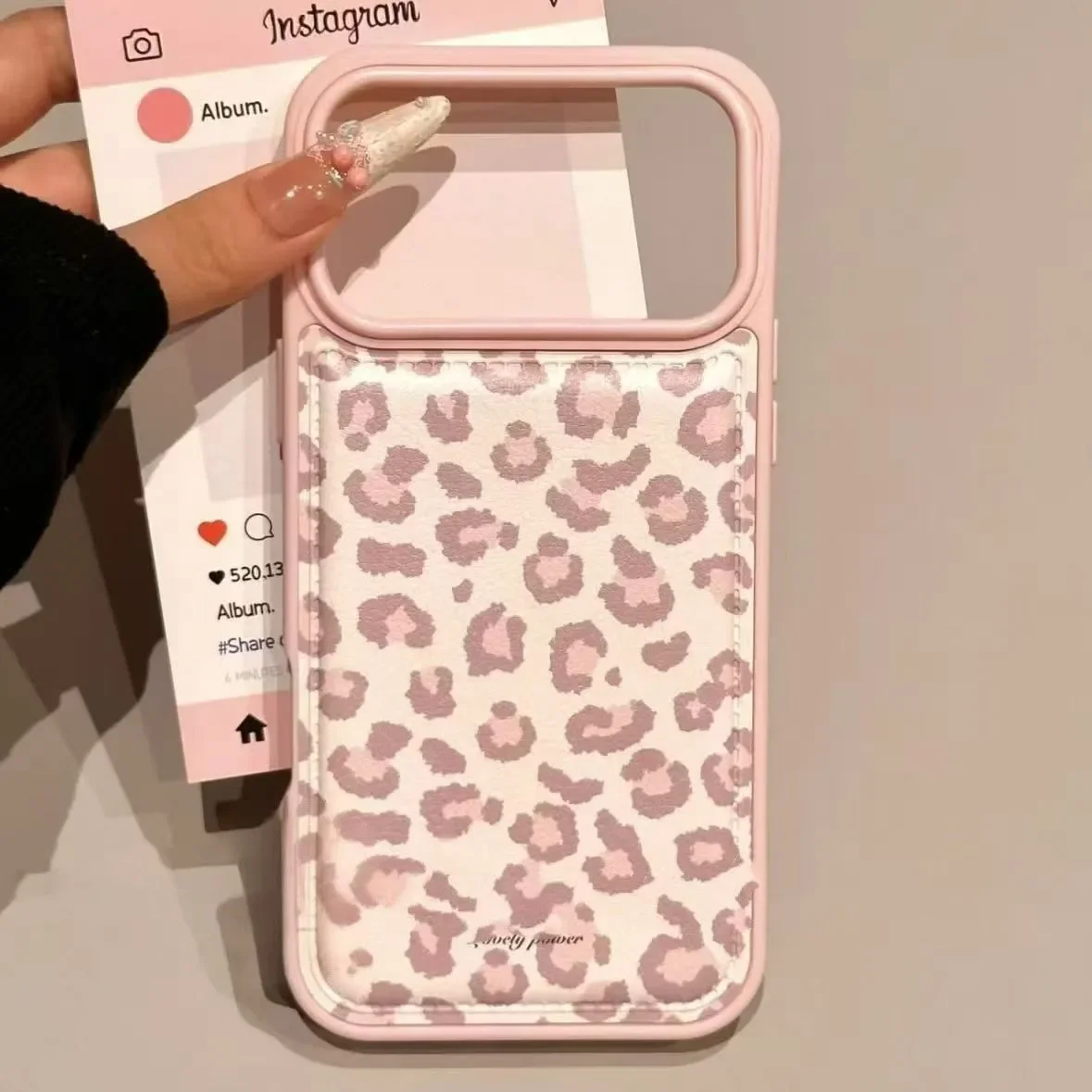 

Корейский кожаный чехол для телефона с полным экраном розового леопардового цвета для iPhone 17Air 16 15 14 13 12 11 Pro Max Plus Y2K с защитой от падения Ins