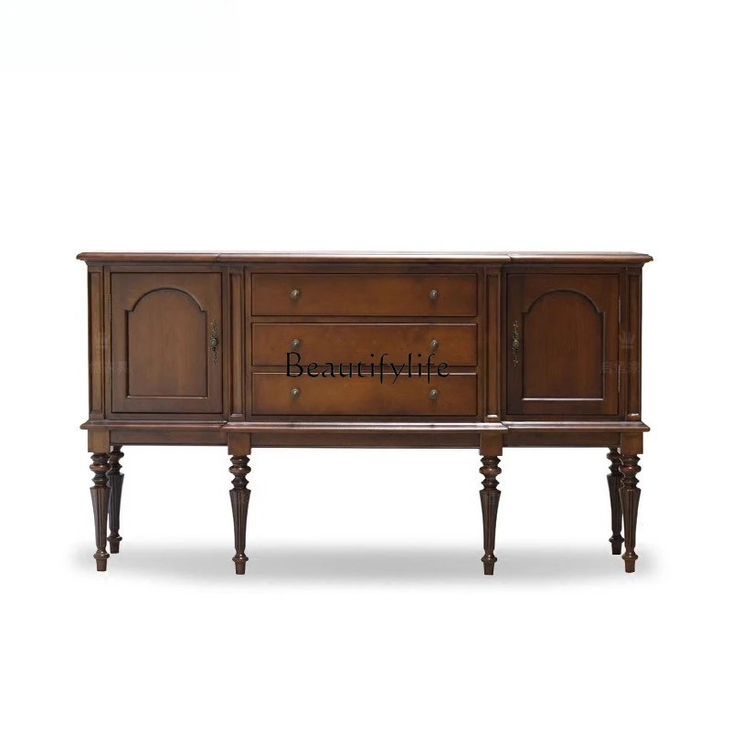 

*American retro solid wood entrance foyer cabinet living room decorative storage cabinet