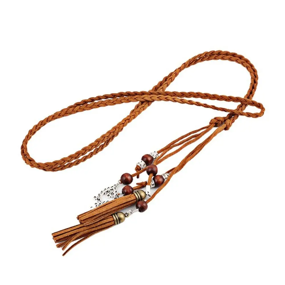 For Girls Hair Rope Dress Accessories Boho Style Knot Decorated Woven Rope Tassles Belts Braided Belt Waist Rope Waist Chain