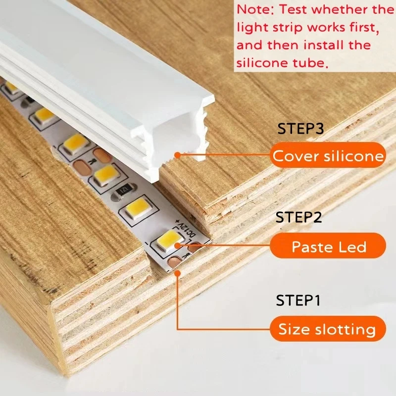 Embedded Silicone Neon Tube Lampshade IP67 Waterproof Flexible LED Strip Lights Tube for Indoor Outdoor Lighting 12/24V WS2815