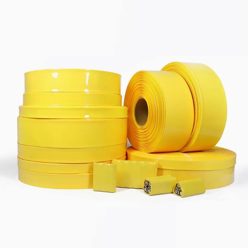 Gelber PVC-Schrumpfschlauch für 18650-Lithium-Akku, Isolierung, Schutz, Verpackung, Film, Staubhülle, Schrumpfschlauch