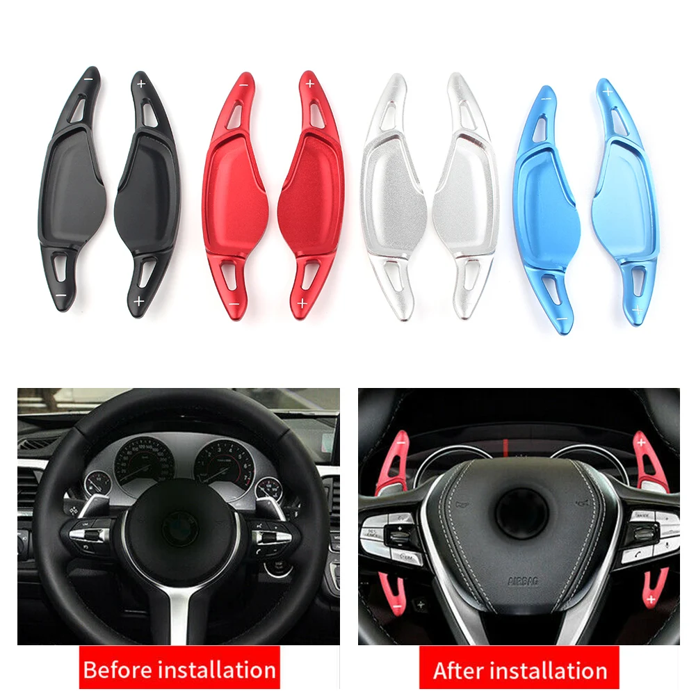 2Pcs Aluminum Alloy Car Steering Wheel Shift Paddle Shifter Extension For BMW 3 5 6 7 8 Series X3 X4 X6 X7 M5 M8 X5M X6M X3M X4M