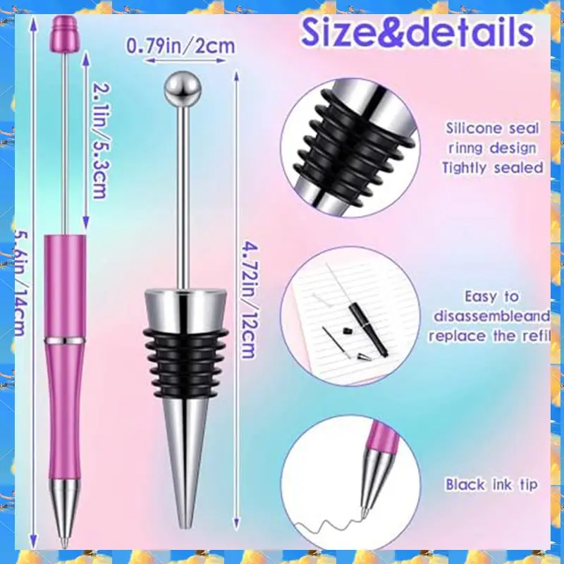 

FTS 40 шт. пробка для бутылок вина из бисера многоразовые пробки для вина для бутылок вина и набор пластиковых ручек с бисером