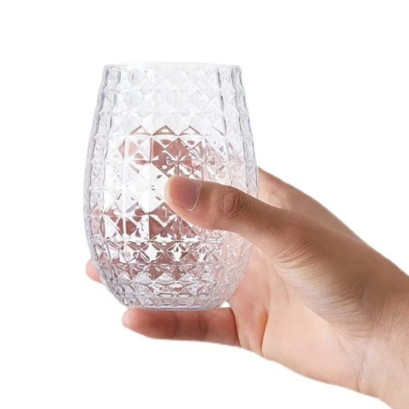 HMA88-1PC Wine Glasses Whiskey Cocktail Juice Drinking Plastic Cup Unbreakable Reusable Recyclable for Outdoor Pool Party Picnic