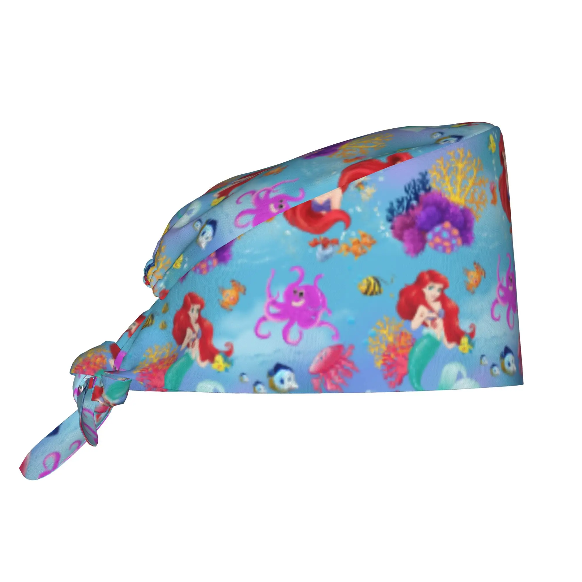 Custom Littles Anime Mermaides Working Cap Surgical Hats Women Men Fish Manga Operating Room Cap Operator Hats Lab Works Hat