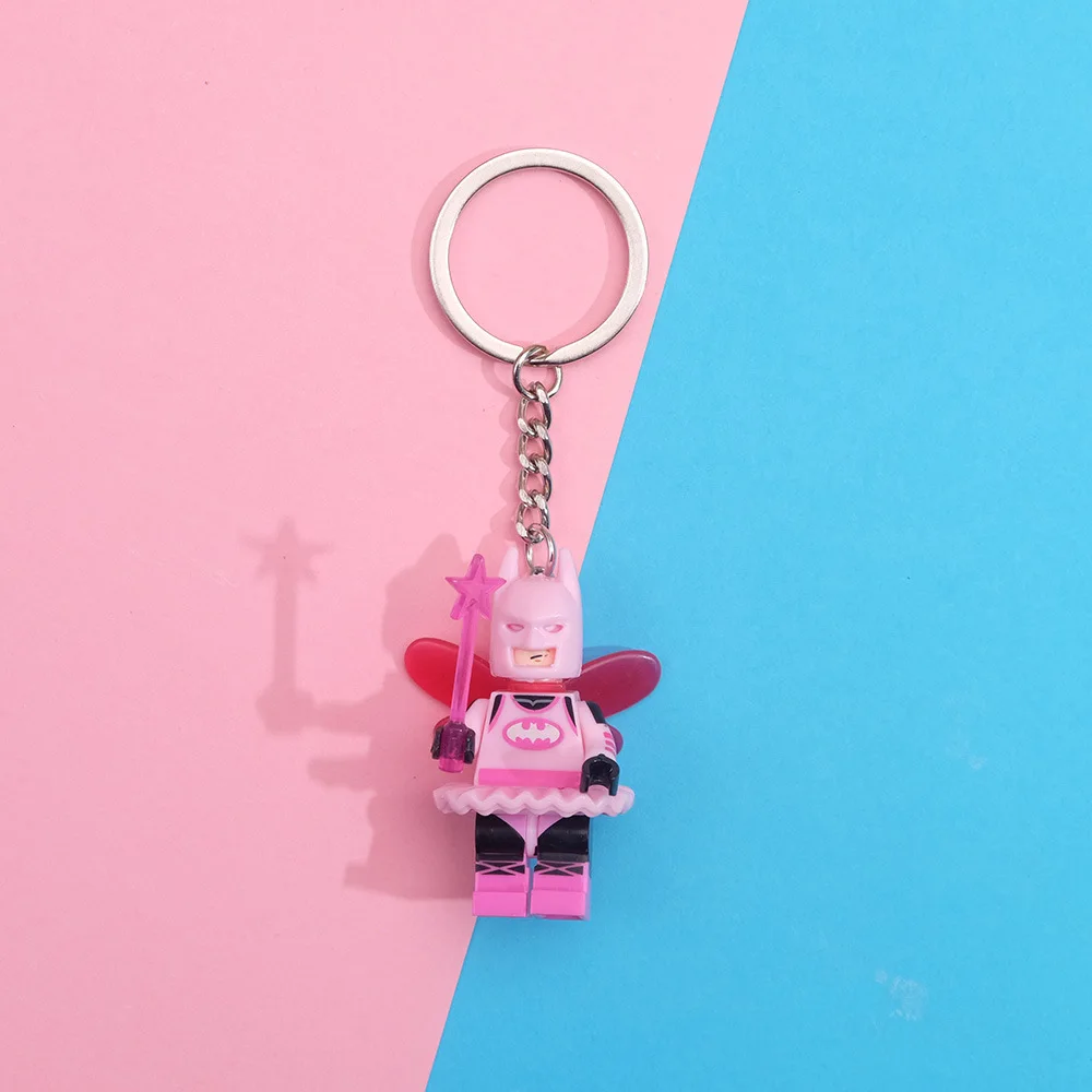 Marvel Avengers Keychain Iron Man Spiderman Captain America Cartoon Cute Building Blocks Keyring Toys Kid Gifts