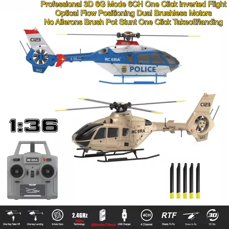 Double Brushless Direct Professional 3D 6CH RC Helicopter Drive Single Paddle Aileron Free Optical Flow Remote Control Airplane
