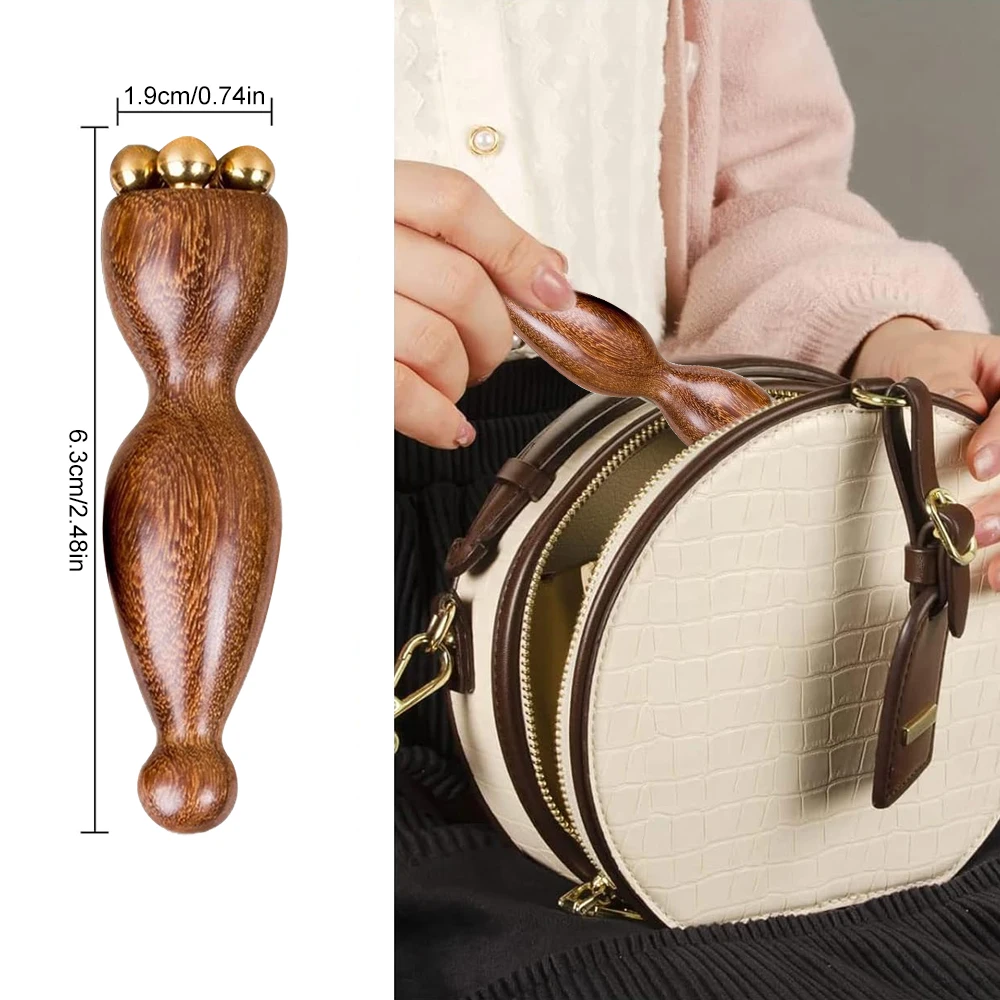 

BOTQTOW 1PCS Mini Ice Roller, Sandalwood Facial Massage Tool, 5 Copper Beads for Face and Eyes, Travel Size
