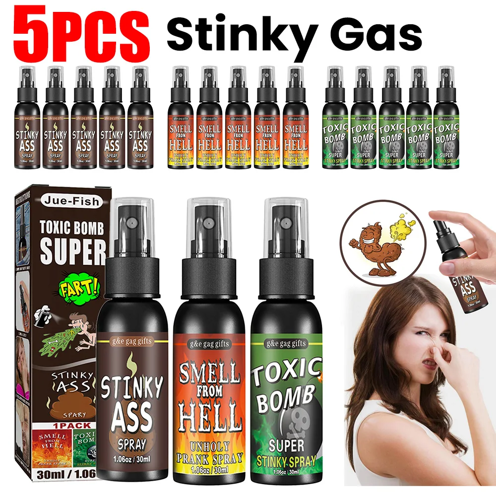 30ml Fart Gag Spray Prank Joke Plastic Spoof Odor Spray Party Supplies Stinky Gas Ass-Smelly Stinky Gas for Halloween Funny Toys