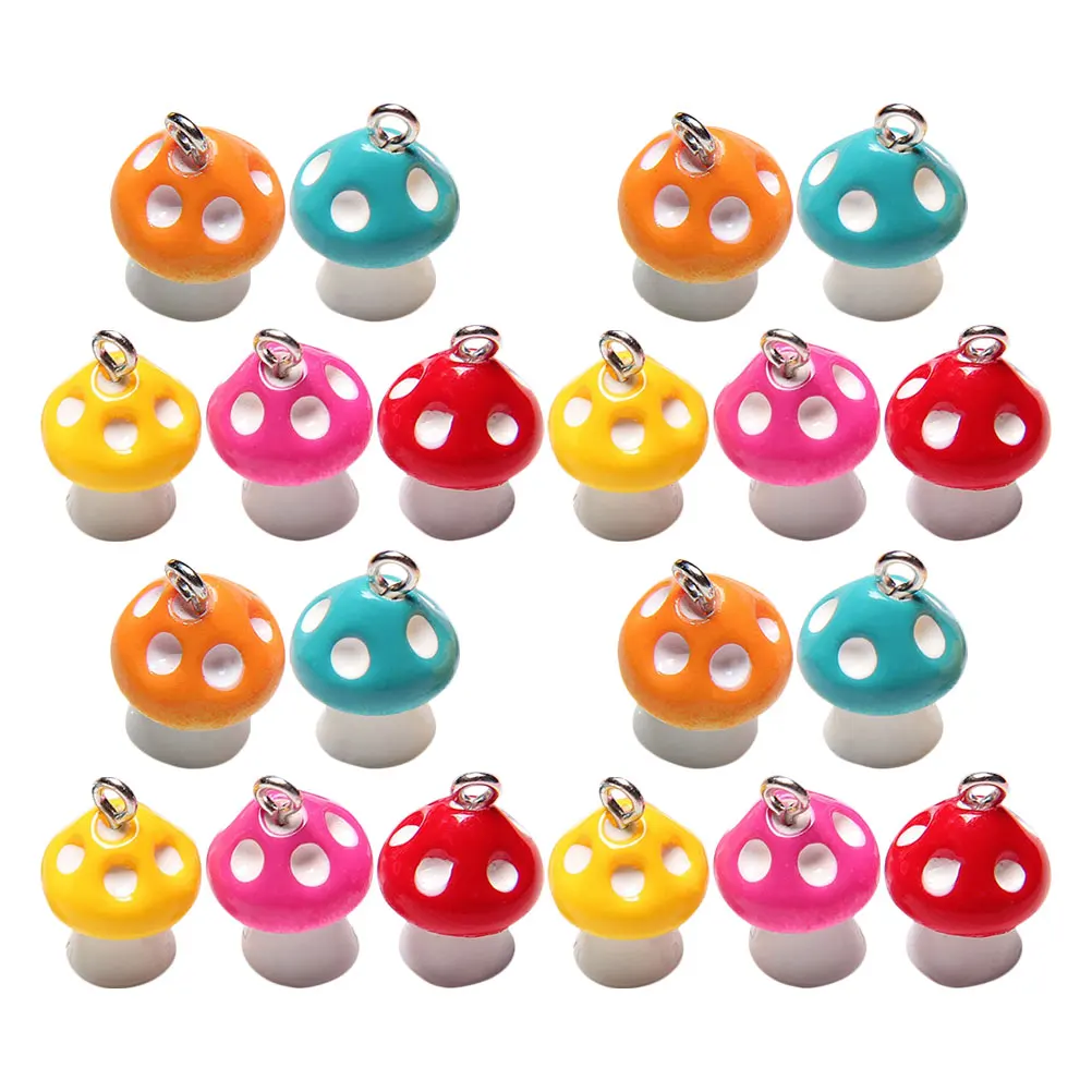 

20pcs Mushroom Shaped Resin Pendants Necklace Earrings Bracelet Making Charms Jewelry Findings Mini Beads Craft Supplies