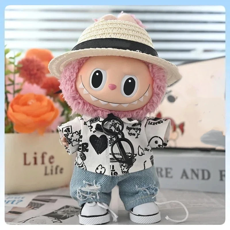 

For 17cm Labubu Clothes Set Sitting Party Generation 1 2pcs Outfit Doll Costume Blind Box Hanging Ornament Accessories