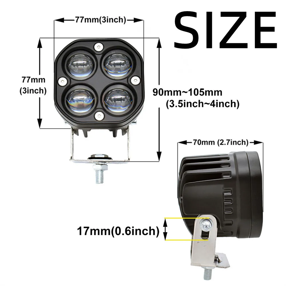 LED-Licht 40W Auto-Scheinwerfer Zweifarbige Motorrad-Spotlights Linse Für LKW ATV UTV Offroad 4x4 Jeep 12V 24V 3 Zoll Nebelscheinwerfer – Detail 5