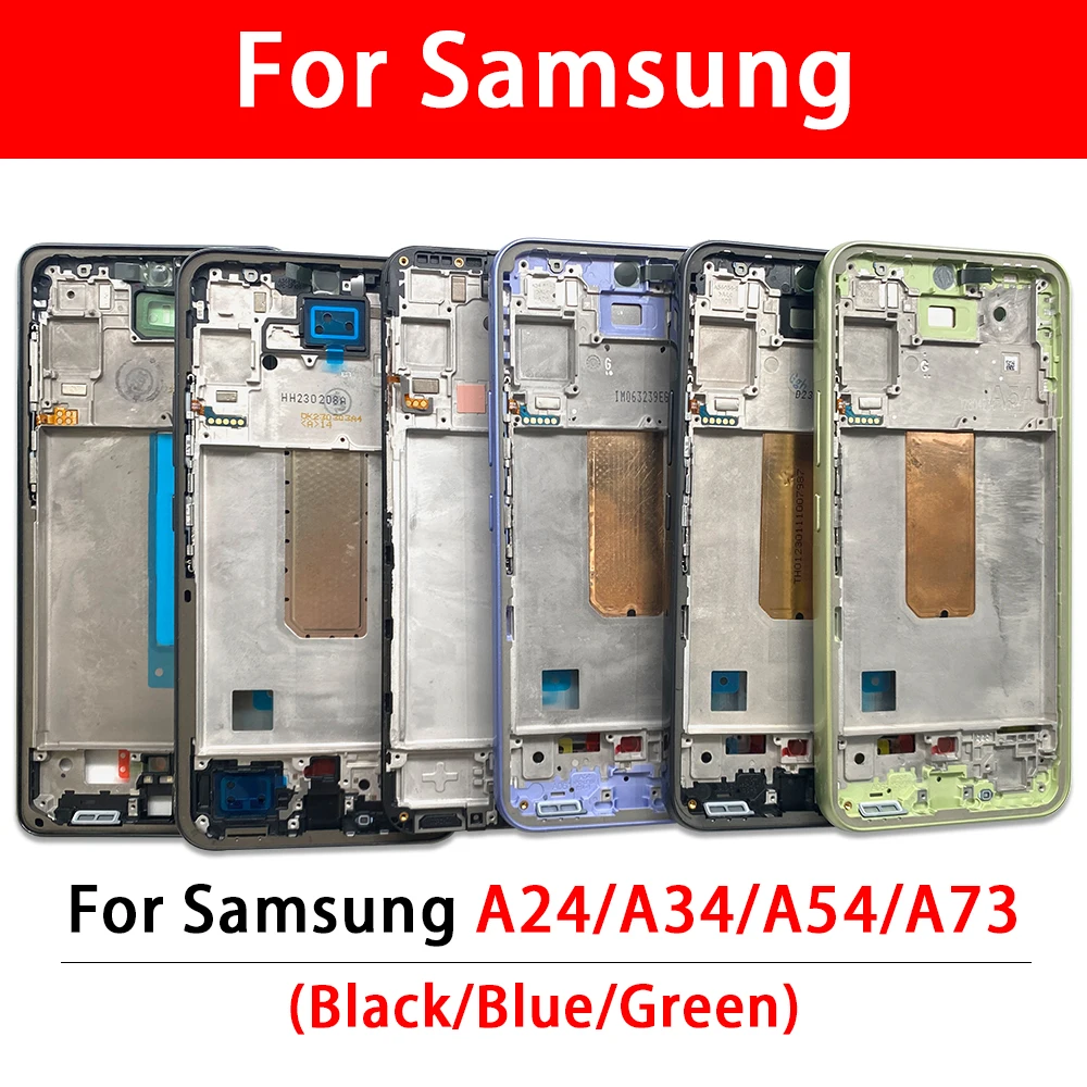 1Pc New For Samsung A24 A34 A54 A73 Middle Frame Front Housing Board LCD Bezel Repair Spare Parts