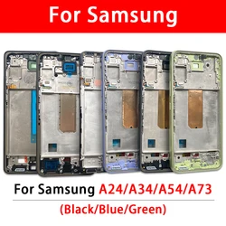 1Pc New For Samsung A24 A34 A54 A73 Middle Frame Front Housing Board LCD Bezel Repair Spare Parts