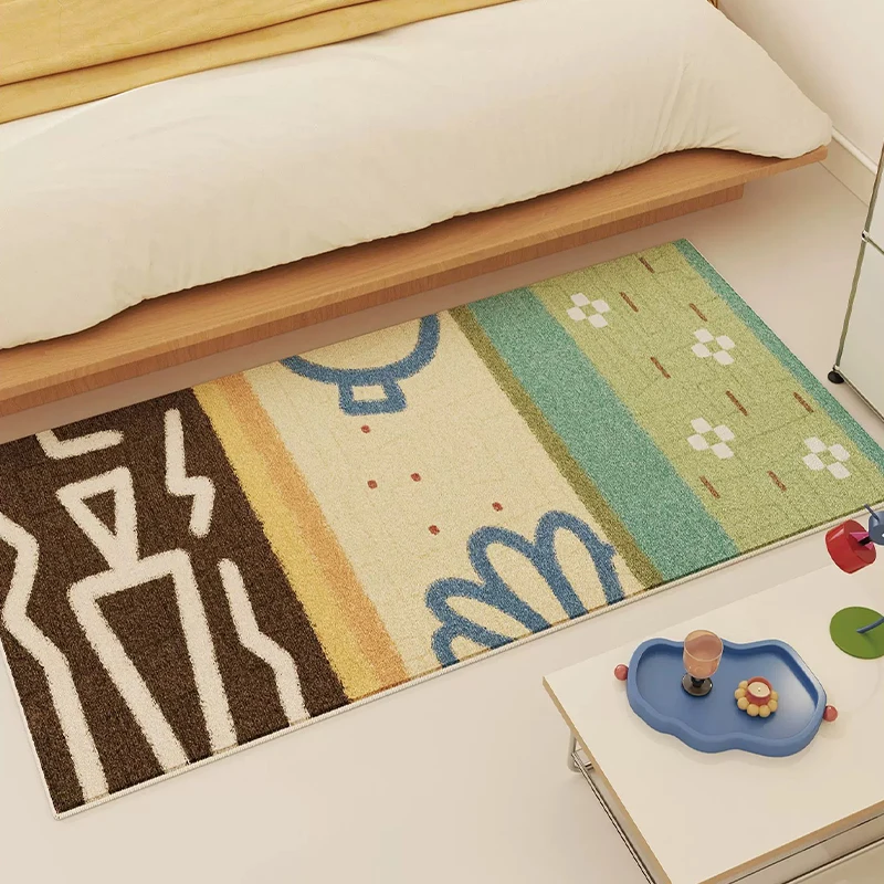 Rug for Bedroom Comfortable Looped-pile Bedside Carpet Dopamine-style Colorful Floor Mat Living Room Rugs Home Decoration Mats