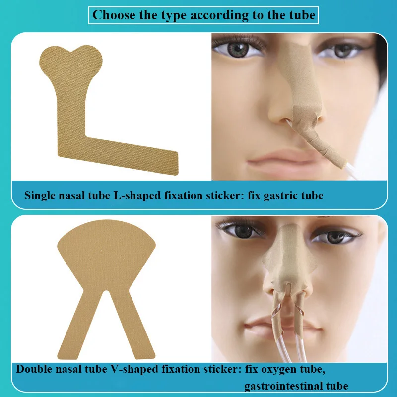 20Pcs Breathable Nose Bridge Fixed Sticker Stomach Gastric Tube Nasal Feeding Tube Adhesive Tape Catheter Fixation Sticker