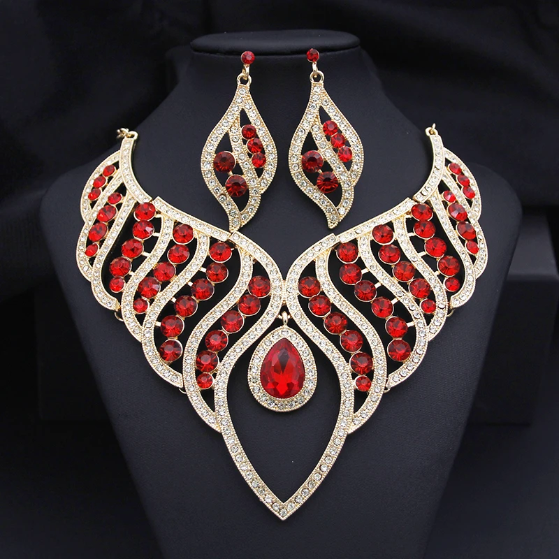 

Fashion Jewelry Sets for Women Rhinestone Choker Necklace Sets for Bride Luxury Bridal Wedding Costume Jewelry Party Prom