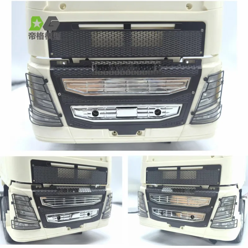 Metal Air Intake Hood Decorative with LED Light for 1/14 Tamiya RC Truck Trailer Tipper Volvo 56362 56375 56360 750 Car Parts