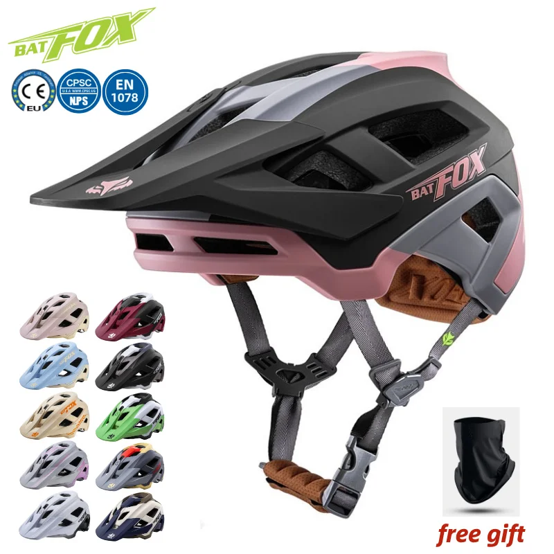 

BATFOX Cycling Helmet Off road Anticollision Adjustable brim up and down Soft Comfort lining Bike Safety Hat MTB Bicycle Helmets