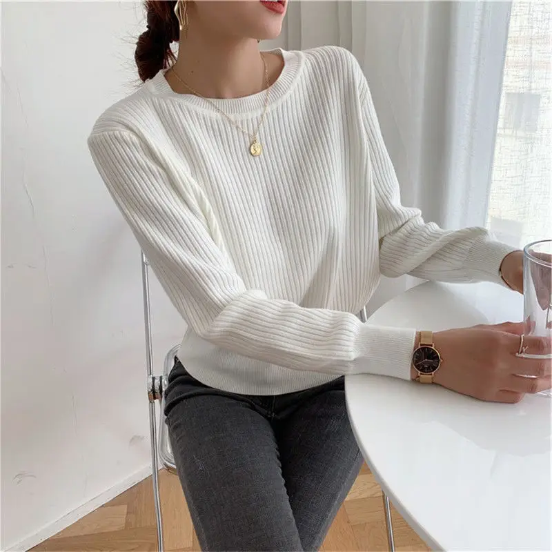 Thick European Loose and Lazy Style Knitted Sweater for Women Long Sleeved Top Autumn Winter Stylish and Versatile Base Sweater