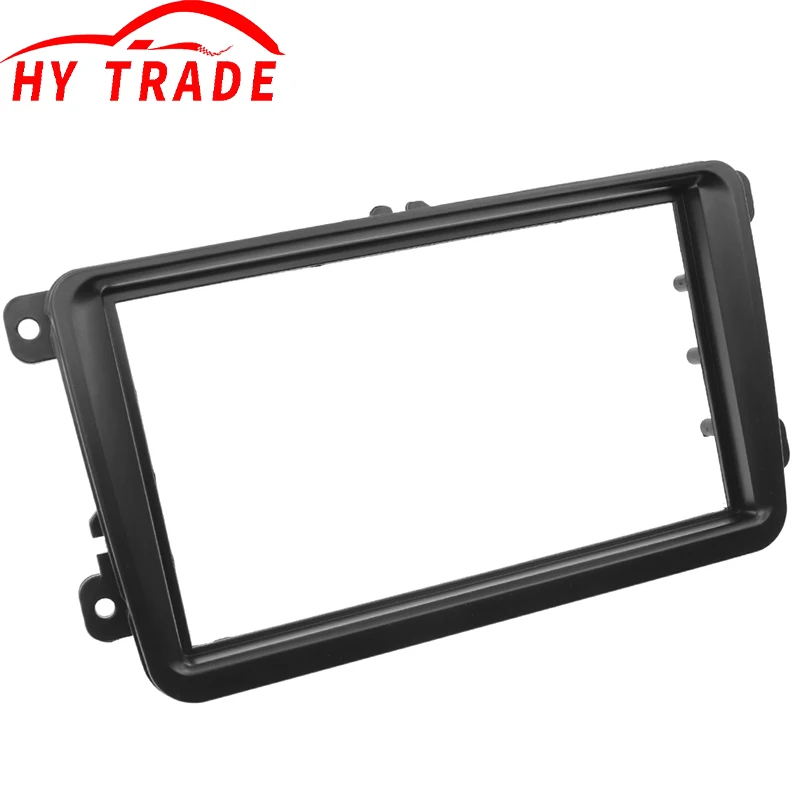 

HY Double Din Car Radio DVD Fascia for 2009 Volkswagen Touran Passat Golf Tiguan T5 Dash Mount Panel Trim Kit Black