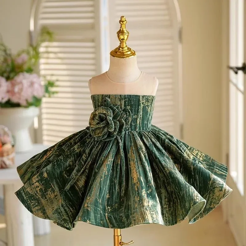 

New Children's Princess Evening Gown Host Piano Performance Wedding Birthday Party Flower Girl Dresses A4358 Bridesmaid Dresses