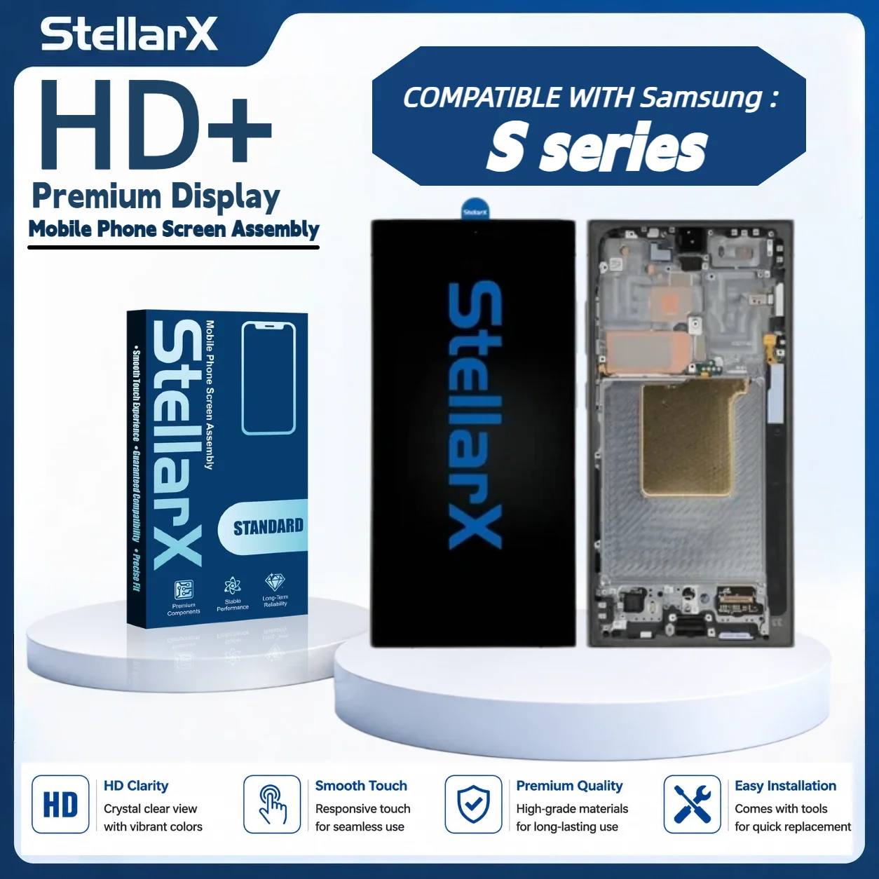 StellarX HD+ High Resolution Display Screen Replacement for Samsung S Series LCD Assembly Without Frame with Free Tools