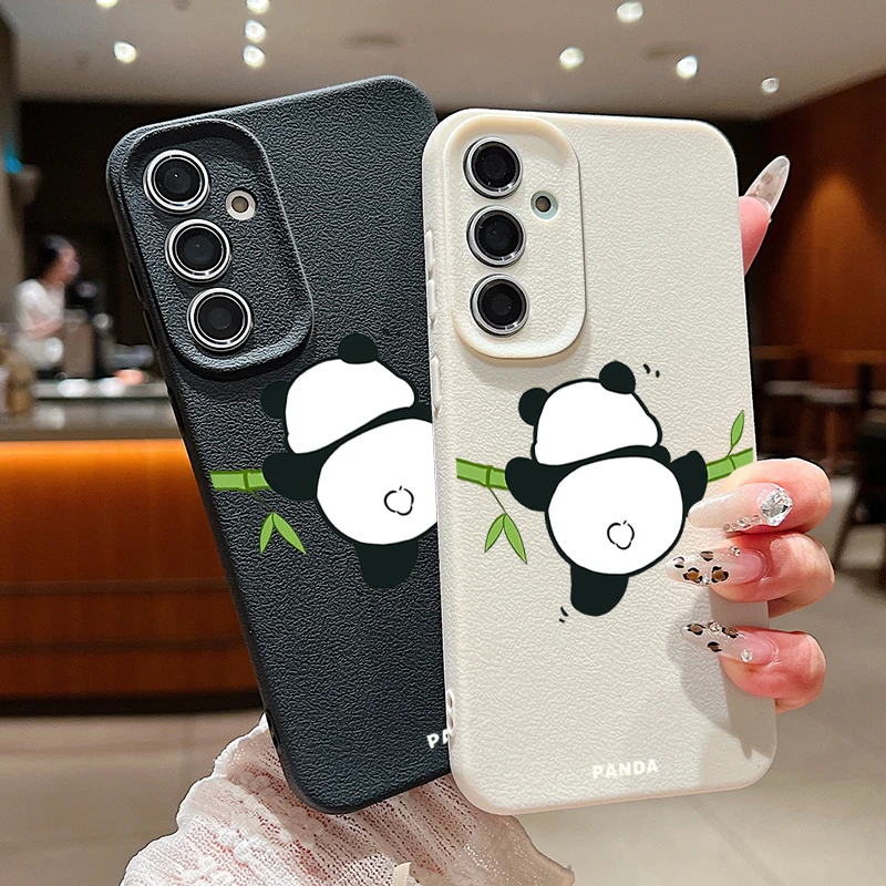 Hanging Panda Phone Case For Samsung Galaxy S24 S23 Ultra S22 S21 S20 FE A14 A15 A16 A25 A34 A35 A52 A53 A54 A55 5G Soft Cover