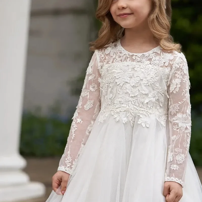 

Simple Flower Girl Dress for Special Occasion Kids Bridesmaid Party Wedding White Ivory Christmas First Communion Birthday