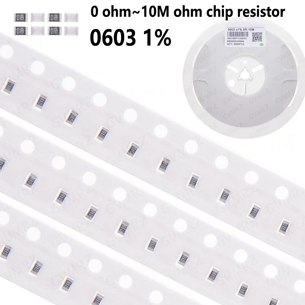 1Reel 5000pcs 470R 1K 4.7K 10K 330ohm 0603 1% percent SMD 0 ohm~10M ohm chip resistor 47K 100K 10 100  0 10R 100R 330R
