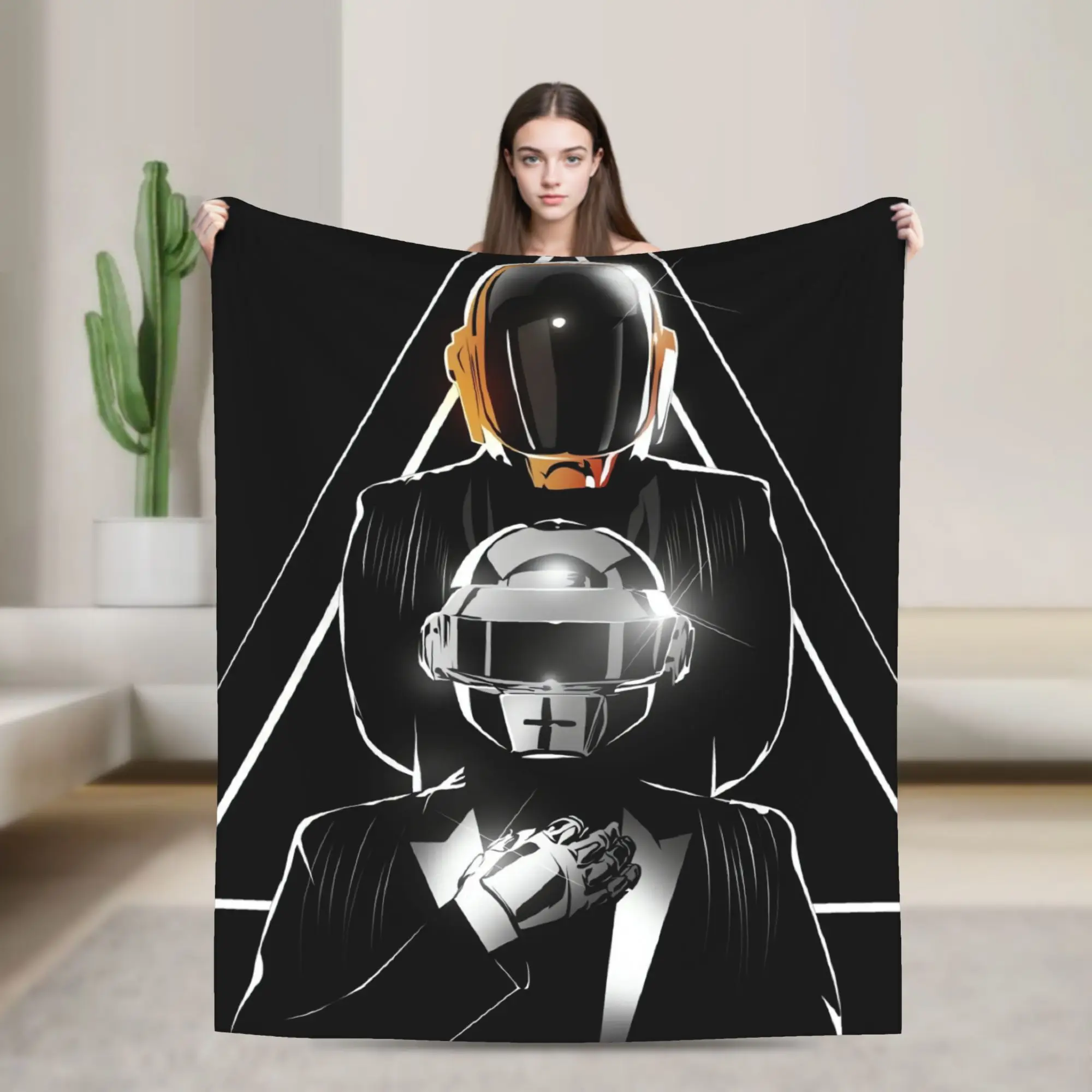 Daft Punk Electronic Music Blanket Winter  Cozy Throw Blanket For Adults Chair Sofa Bed Flannel Bedspread Bed Cover