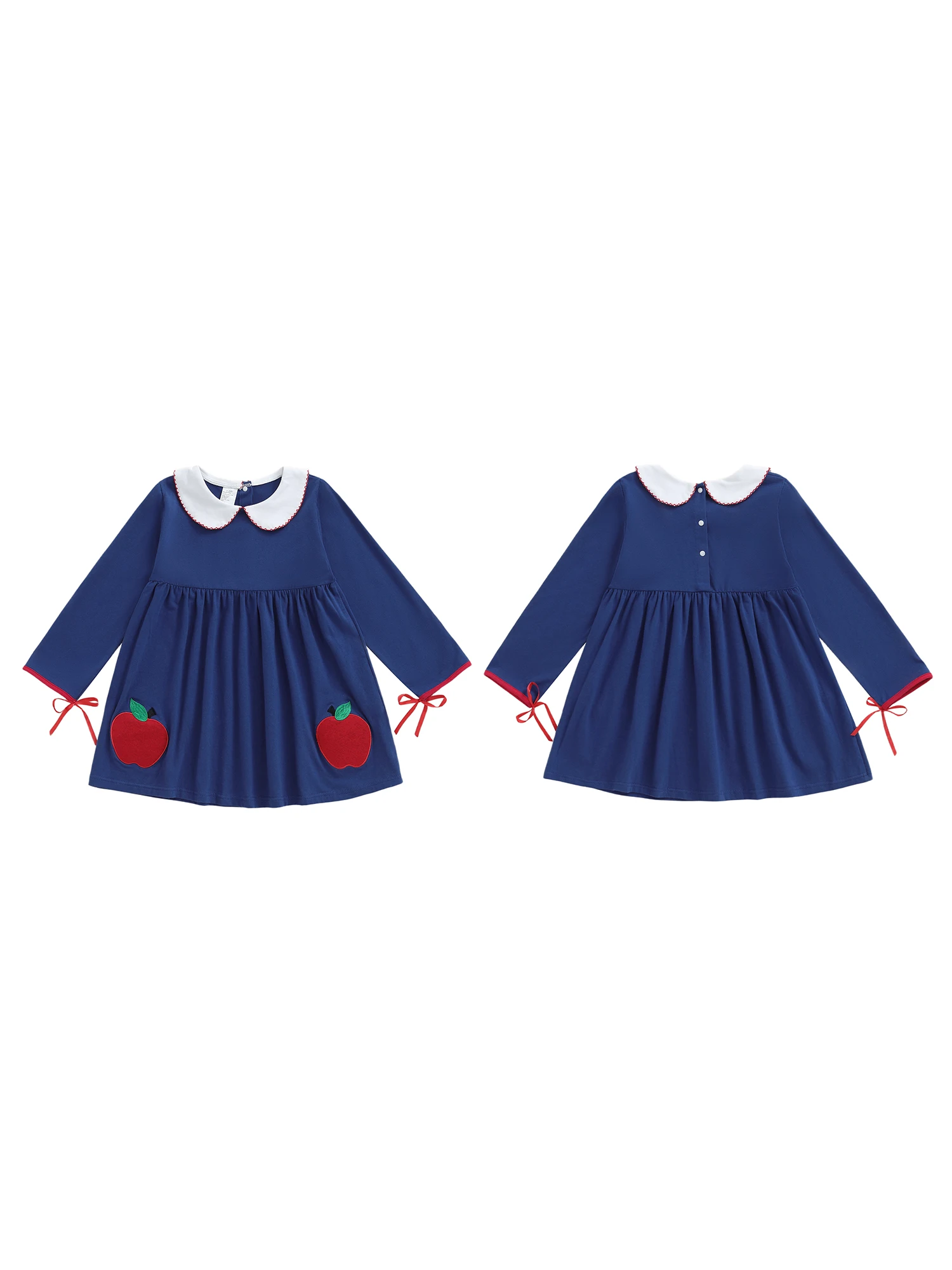 Collar Bow Tied Apple-Patches Girls Apple Patches Doll Line Bow-Tied Patches Doll Collar Toddler Toddler Girls A