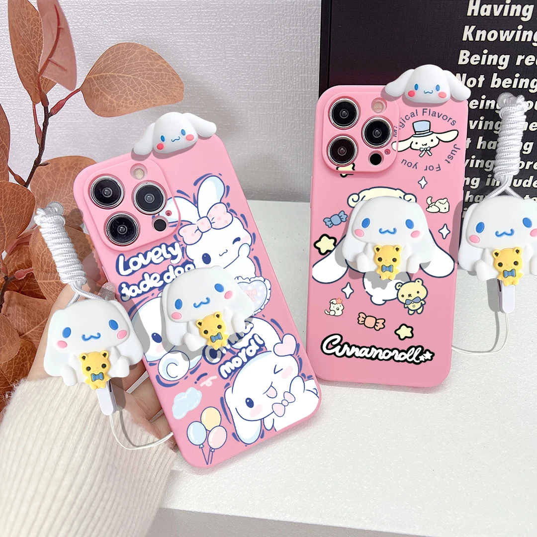 For OPPO A15 A94 A54 A55 A53 A74 A96 A57 A17 A58 A78 60 Realme C55 53 35 30 21Y 11 33 63 61 Cinnamoroll Case With Holder Rope