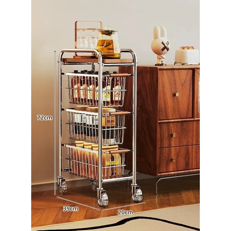 Living Room Snack Storage Rack Floor To Ceiling Mobile Kitchen Fruit and Vegetable Storage Multifunctional Storage Rack
