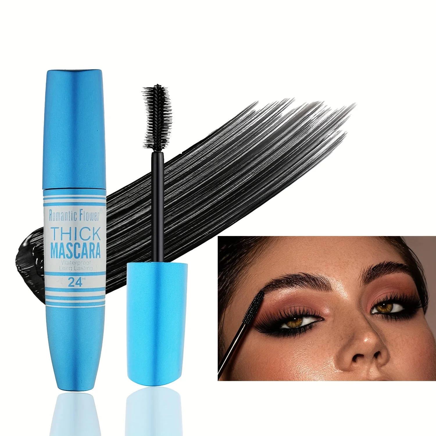 Waterproof 4D Lash Volumizing Mascara Long-Lasting 24-Hour Smudge-Proof Mascara for Thickened Lengthened Curling Eyelashes