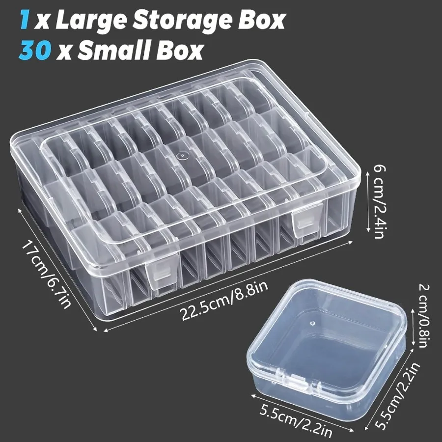 Pudełko na koraliki, 31 przegródek, małe przezroczyste plastikowe pojemniki na koraliki, prostokątne pojemniki do przechowywania do samodzielnego tworzenia biżuterii, bransoletek.