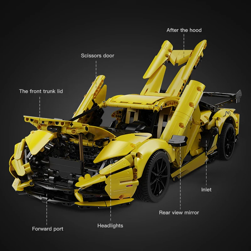 Auto da corsa tecnica gialla Aventador LP700 Supercar Sport Modello di auto da corsa 1805 pezzi 1:8 Building Blocks Regalo per adulti Compleanno