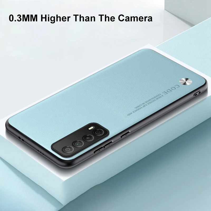 Luxury PU Leather Case For Huawei Y7A P smart 2021 Back Cover Matte Silicone Full Camera Protection Shockproof Phone Case Coque
