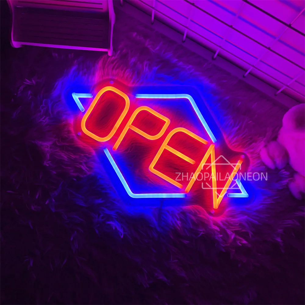 Open Neon LED Sign Coffee Shop Wall Hanging Decor Cafe Bar Business Neon Lights for Restaurant Open Decoration Neon Signs