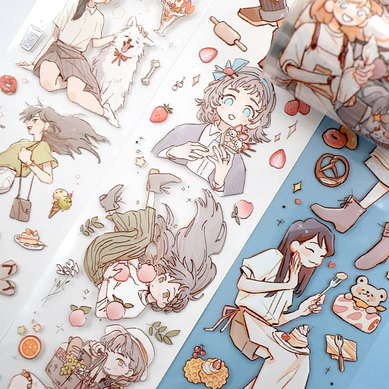 2/3m Cute Boys Girls Flower PET Tape Kawaii Japanese Washi Masking Tape Scrapbooking Adhesive Stickers DIY Journal Stationery