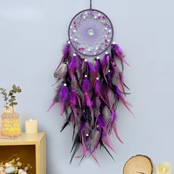 Colorful Feather Woven Atmosphere Decoration Living Room Wall Ornaments Bedroom Home Agate Dream Catcher Net Decorations