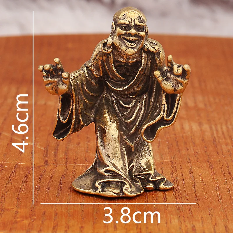 Brass Eighteen Arhat Buddha Statue Set, Dragon-Slaying and Tiger-Taming Arhat