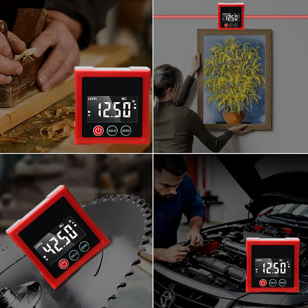 Mini Electronic Digital Protractor Magnetic Laser Inclinometer Professional Digital Display Angle Gauge Rechargable Level Box