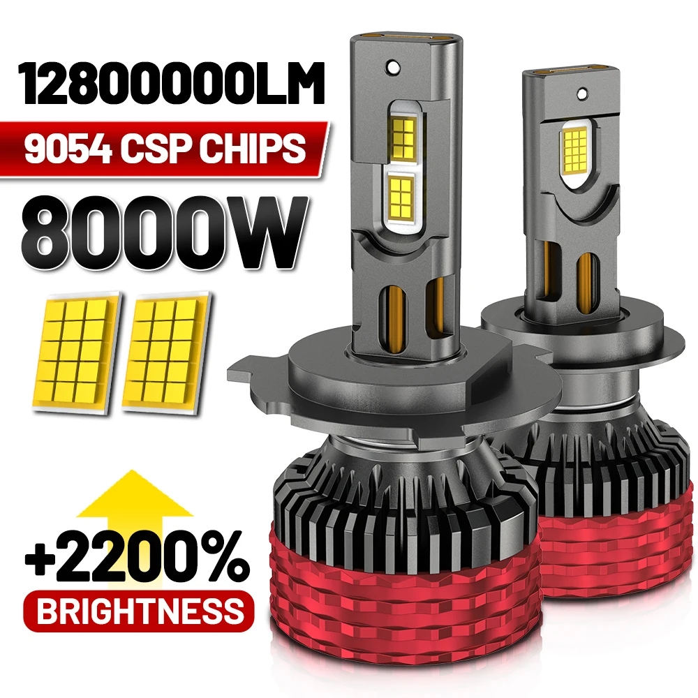 8000W 12800000LM H7 H4 Led Headlight 9054 CSP Canbus H1 H3 H11 9005 HB3 9006 HB4 9012 9007 H13 Turbo Lamp Car Led Headlamp 12V