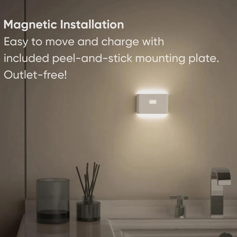 AB09-Ricaricabile LED Sensore intelligente Luce notturna Sensore di movimento Lampada da parete per illuminazione dell'armadio del corridoio della camera da letto