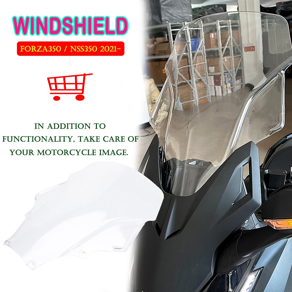 Motorcycle Heightening Windshield Windscreen Wind Deflectors TransparentNew For Honda Forza350 NSS350 Forza FORZA 350 2021-2023