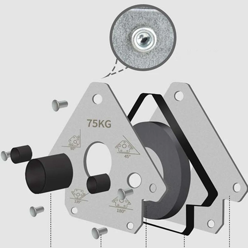 Posicionador de soldadura magnético, herramientas auxiliares de soldadura eléctrica, absorción de hierro, imán de ángulo recto, duradero, 75Kg