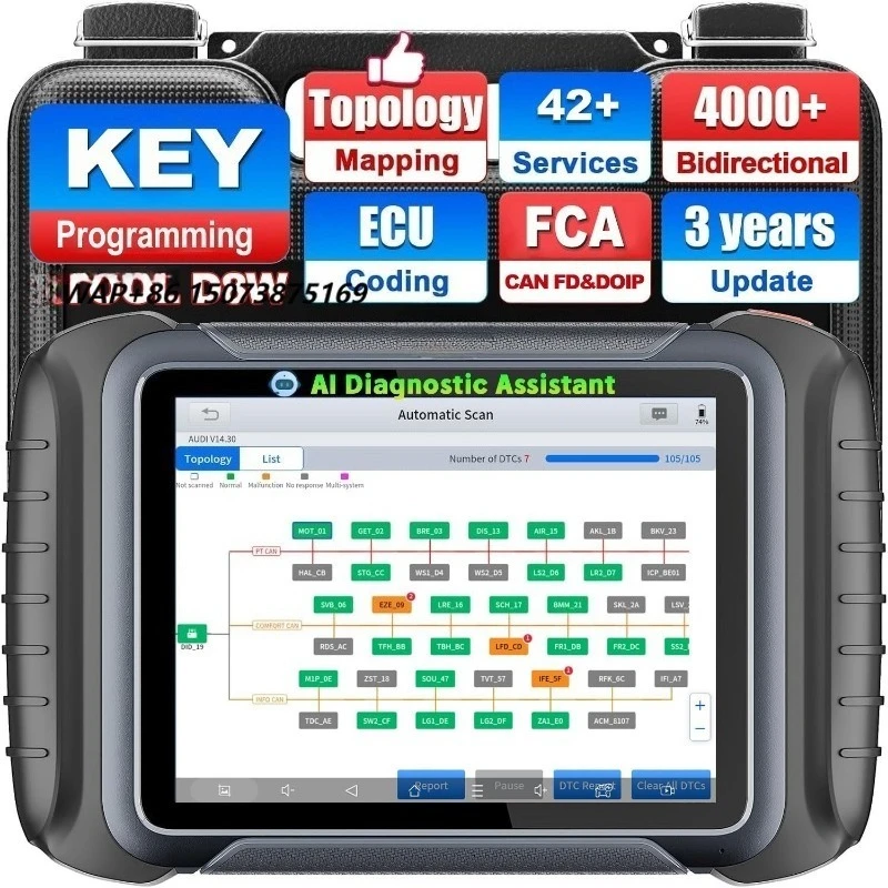 XTOO D8W Automotive Locksmith Key Programmer Tool for Benz-Universal Fitment 8