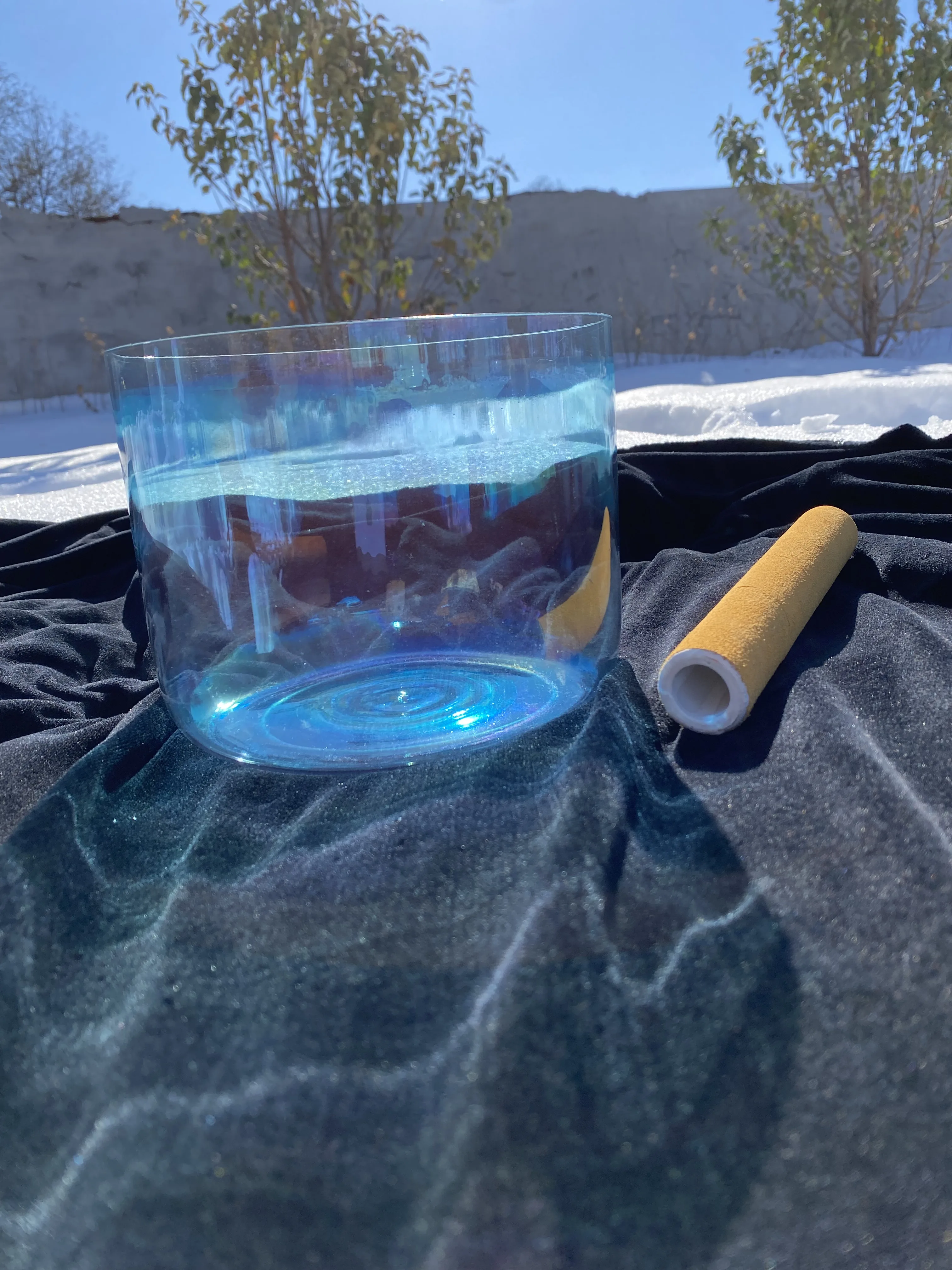 Star Linkup 432Hz perfect pitch size about 7.25" 3rd octave G note Throat chakra flat bottom straight wall crystal singing bowl view 2