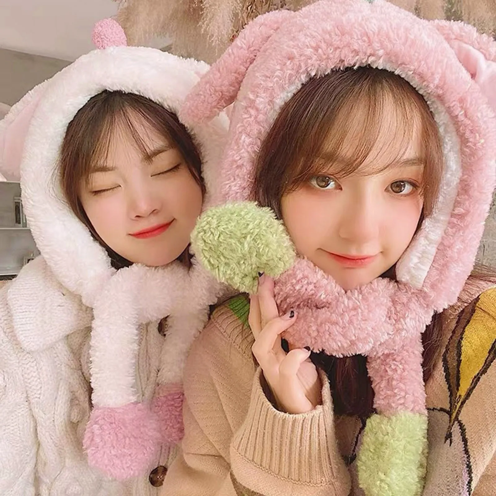 2023 Dinosaur Hat Women'S Beanies Plush Can Moving Bunny Ears Hat With Earflaps Movable Ears Boys Girls Children'S Animal Caps